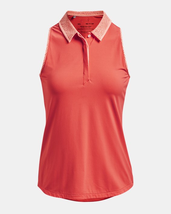 Women's UA Iso-Chill Sleeveless Polo, Orange, pdpMainDesktop image number 4